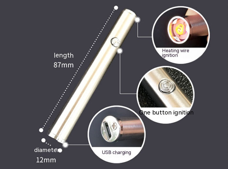 USB Charging Lighter Mini Windproof Cylinder Heating Wire Cigarette Lighter USB Charging Lighter Mini Windproof Cylinder Heating Wire Cigarette Lighter